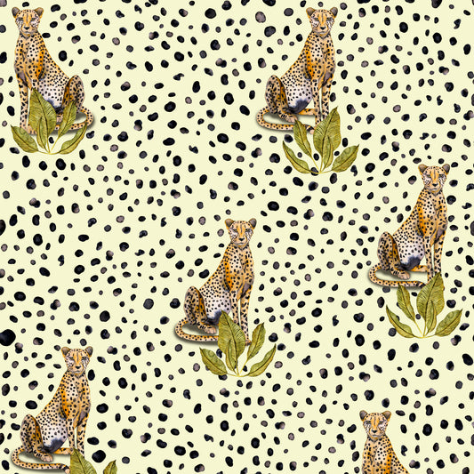 Cheryl Cheetah Wallpaper (Pale Yellow)