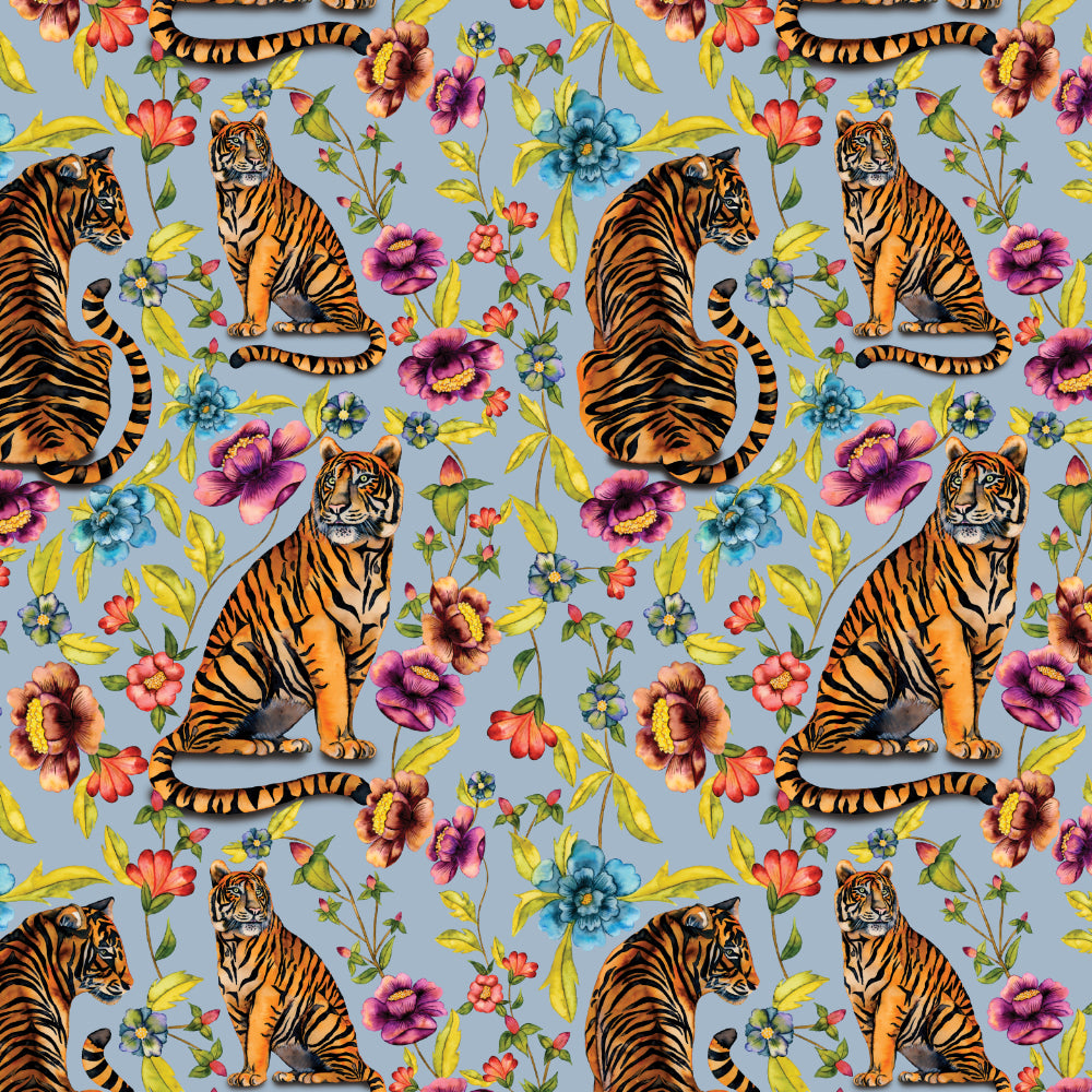 Trisha Tiger A3 Wallpaper Sample (Cornflower Blue)