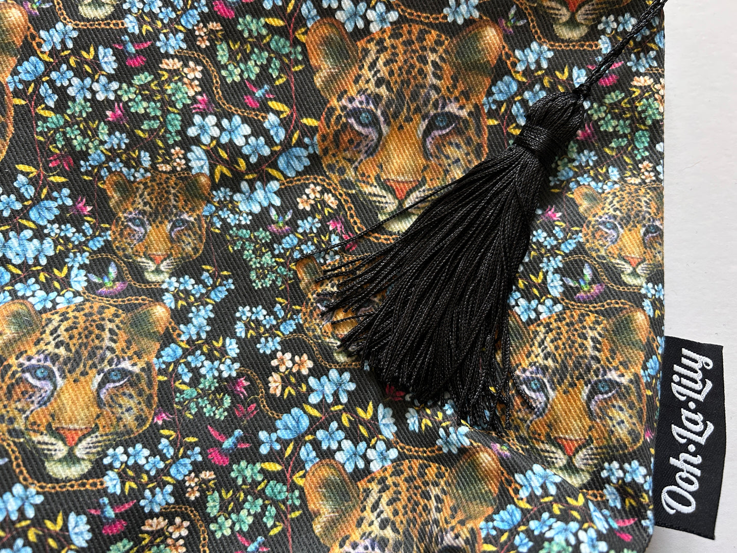 Lillian Leopard Large Zip Pouch (Black)