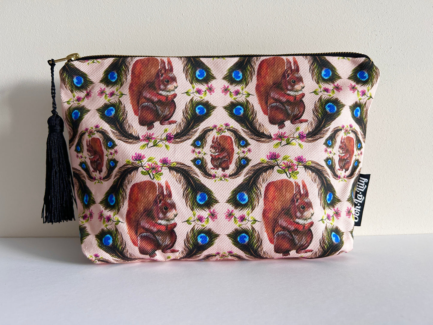 Steve Squirrel Large Zip Pouch (Blush)