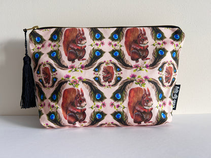Steve Squirrel Large Zip Pouch (Blush)
