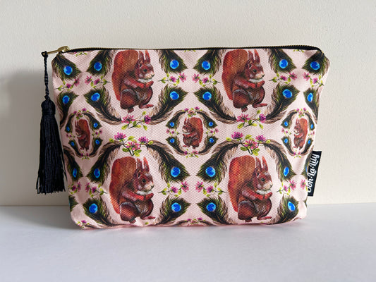 Steve Squirrel Large Zip Pouch (Blush)