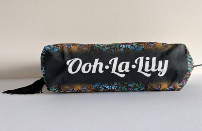 Lillian Leopard Large Zip Pouch (Black)