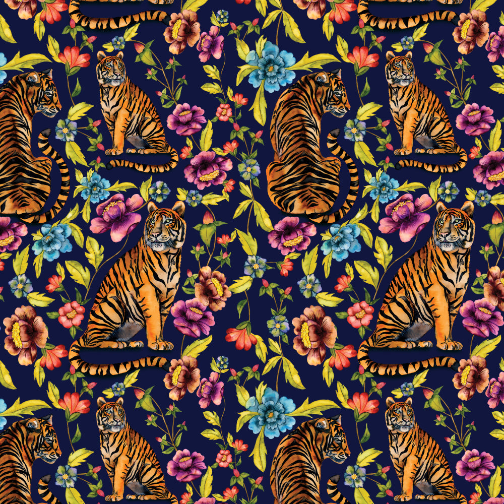 Trisha Tiger A3 Wallpaper Sample (Navy)